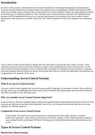 The Very Best Access Control Systems in Houston, TX: Shielding Your Business wit
