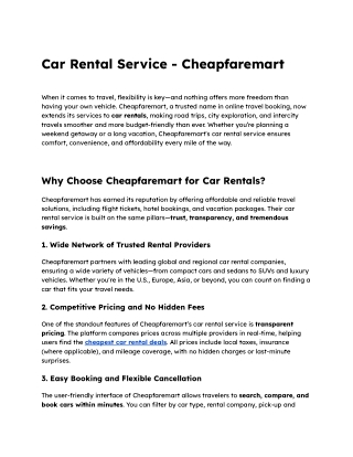 Car Rental Service - Cheapfaremart