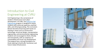 introduction to civil engineering at cvru