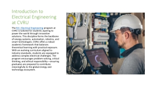 Empowering Innovation - A Comprehensive Overview of CVRU's B.E. Electrical Engineering Program