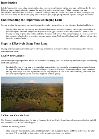 The Art of Staging Land to Attract Buyers