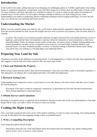 How to Stand Out in a Competitive Land Selling Market