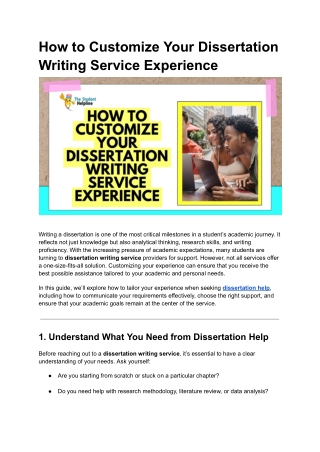 How to Customize Your Dissertation Writing Service Experience