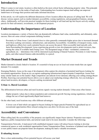 The Impact of Location on Selling Land