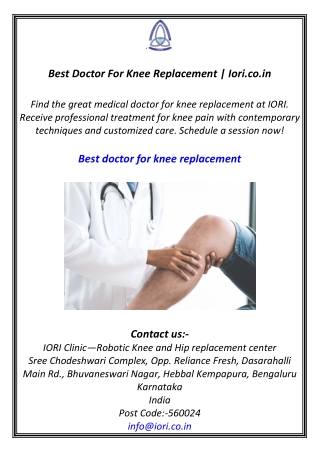 Best Doctor For Knee Replacement | Iori.co.in