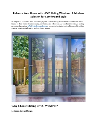 Enhance Your Home with uPVC Sliding Windows: A Modern Solution for Comfort and S