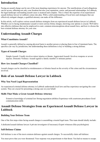 Assault Defense Strategies from an Experienced Assault Defense Lawyer in Lubbock