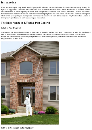 Why Chiltons Pest Control is Springfield, Missouri's Top Choice for Eradicating
