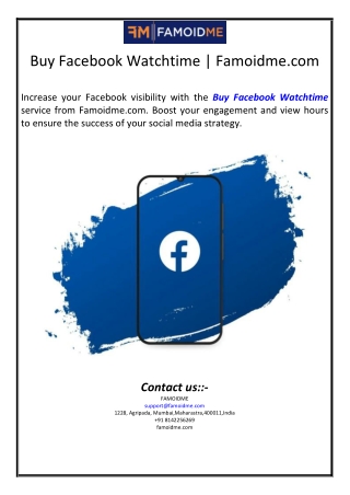 Buy Facebook Watchtime | Famoidme.com