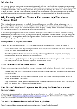 Why Empathy and Ethics Matter in Entrepreneurship Education at Arizona’s Heart
