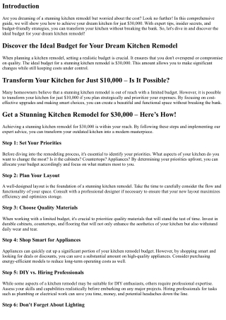 Get a Stunning Kitchen Remodel for $30,000 – Here’s How!
