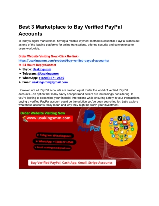 Best 3 Marketplace to Buy Verified PayPal Accounts
