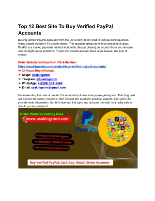 Get to Buy Verified PayPal Accounts Old and New