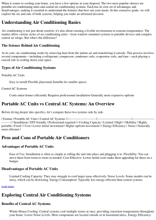 Portable AC Units vs Central AC Systems: What’s Best for You?