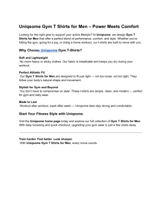 Uniqsome Gym T Shirts for Men – Power Meets Comfort