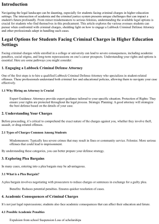 Legal Options for Students Facing Criminal Charges in Higher Education Settings