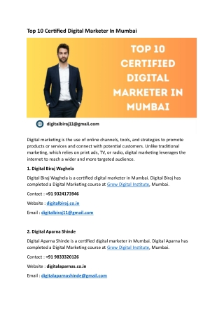 Top 10 Certified Digital Marketer In Mumbai