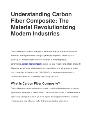 understanding carbon fiber composite the material