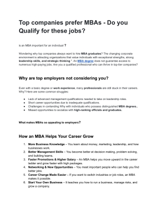 Top companies prefer MBAs - Do you Qualify for these jobs?