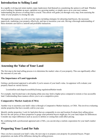 introduction to selling land