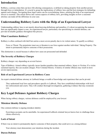 Understanding Robbery Laws with the Help of an Experienced Lawyer