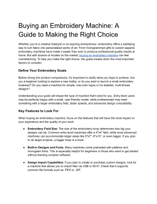 buying an embroidery machine a guide to making