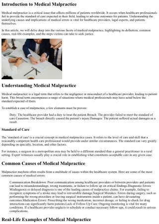 introduction to medical malpractice