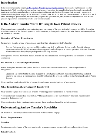 Is Dr. Andrew Trussler Worth It? Insights from Patient Reviews