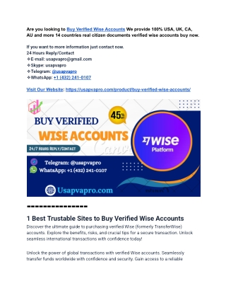 Buy Fully Verified Wise Accounts – No Restrictions