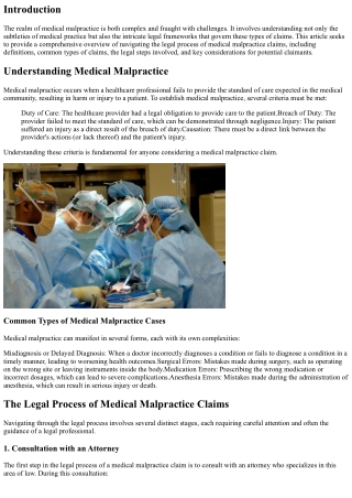Navigating the Legal Process of Medical Malpractice Claims
