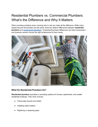 Residential Plumbers vs. Commercial Plumbers_ What’s the Difference and Why It Matters (1)