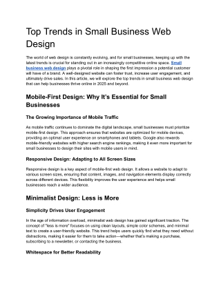 Top Trends in Small Business Web  Design