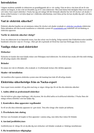 Elektriska säkerhetstips från en Nacka-expert