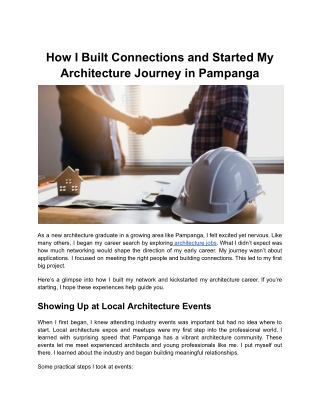 Tier 2 _ How I Built Connections and Started My Architecture Journey in Pampanga