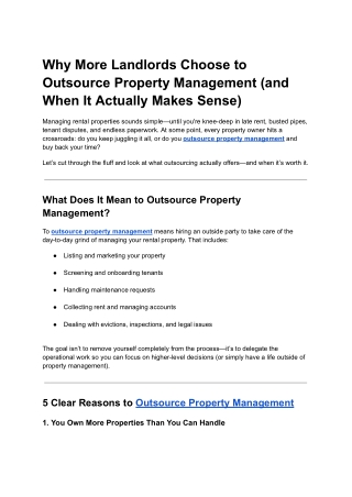 Why More Landlords Choose to Outsource Property Management
