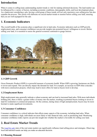 Understanding Market Trends Before Selling Your Land