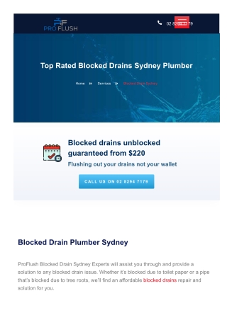 Blocked Drains Sydney