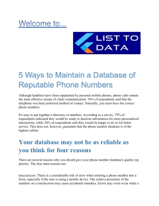 5 Ways to Maintain a Database of Reputable Phone Numbers