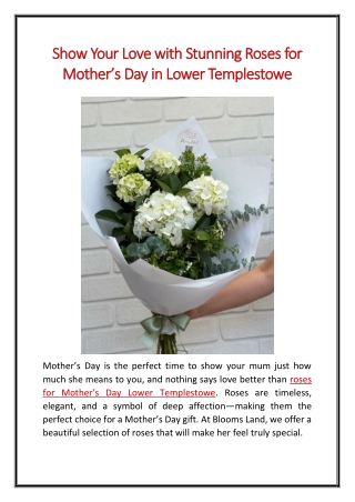 Show Your Love with Stunning Roses for Mothers Day in Lower Templestowe