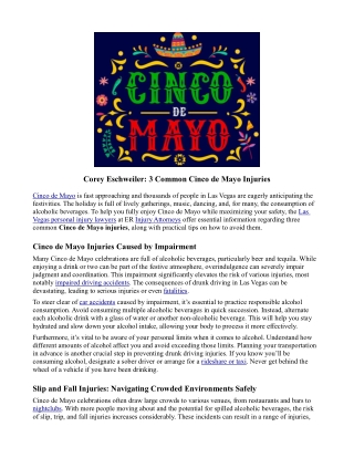 Corey Eschweiler: 3 Common Cinco de Mayo Injuries