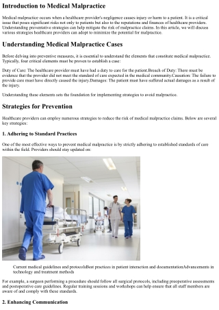 Preventing Medical Malpractice: Strategies for Healthcare Providers