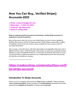 Now You Can Buy,, Verified Stripe() Accounts-2025