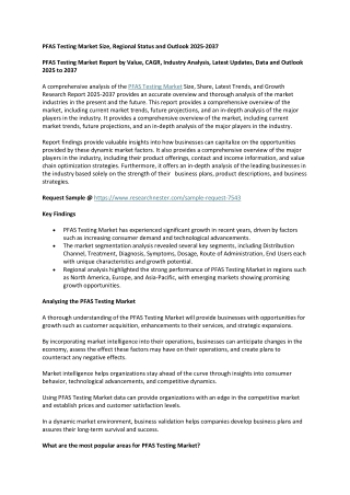pfas testing market size regional status