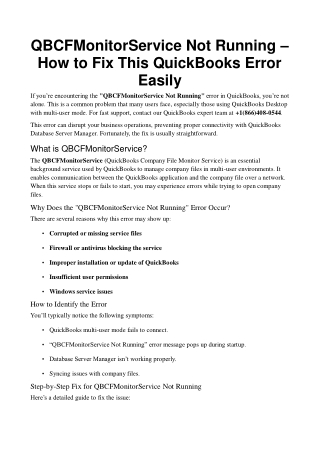 qbcfmonitorservice not running how to fix this