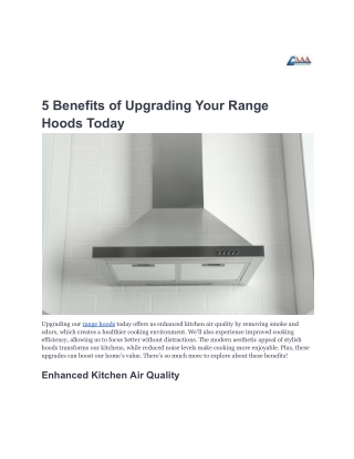 5 Benefits of Upgrading Your Range Hoods Today