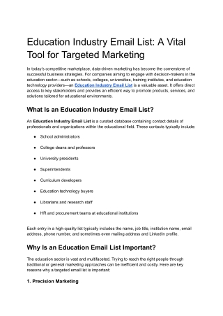 Education Industry Email List: A Vital Tool for Targeted Marketing