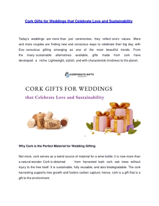 Cork Gifts for Weddings that Celebrate Love and Sustainability