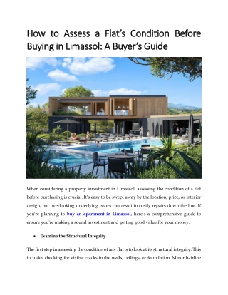 How to Assess a Flat’s Condition Before Buying in Limassol: A Buyer’s Guide