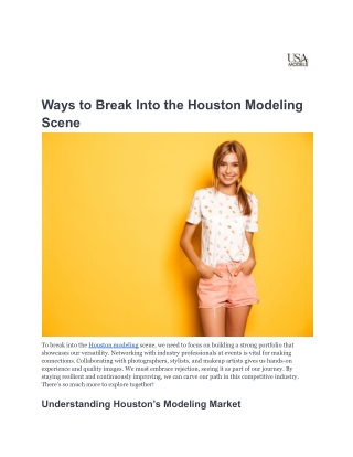 ways to break into the houston modeling scene