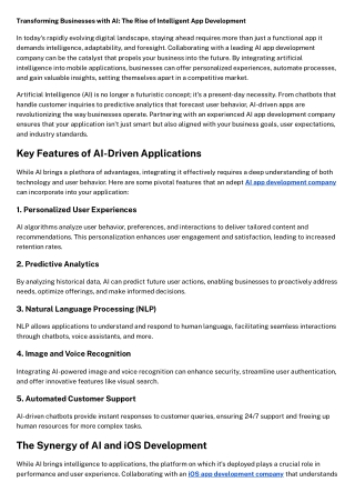 Transforming Businesses with AI The Rise of Intelligent App Development